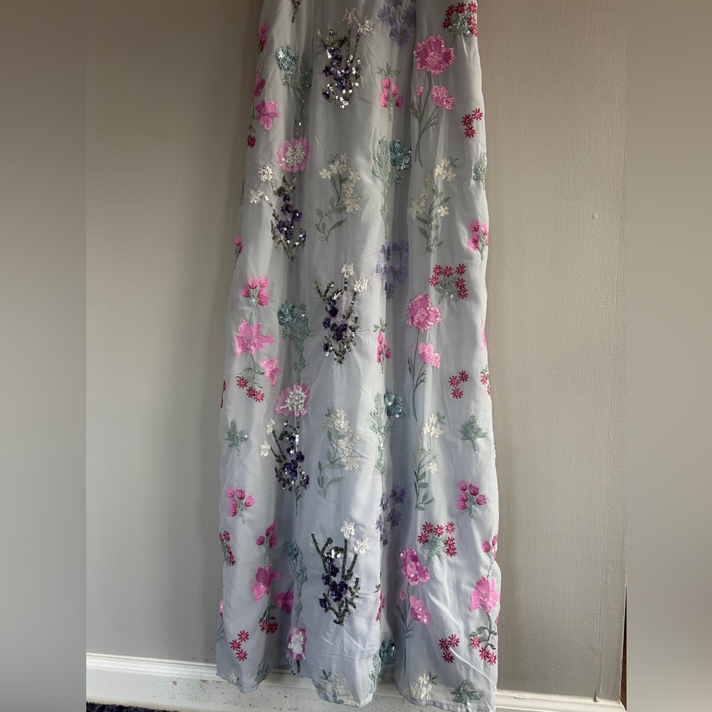 MAYA DELUXE Formal Fairy Floral Embroidered Sequin Slip Maxi Gown Dress Y2K Sz 6 - Picture 5 of 15